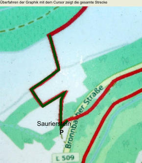 berfahren der Graphik mit dem Cursor zeigt die gesamte Strecke Saurierstein  P