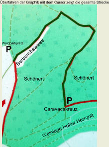 berfahren der Graphik mit dem Cursor zeigt die gesamte Strecke Waldparkplatz P Schnert Schnert Caravacakreuz Weinlage Hoher Herrgott P Berberichswiese